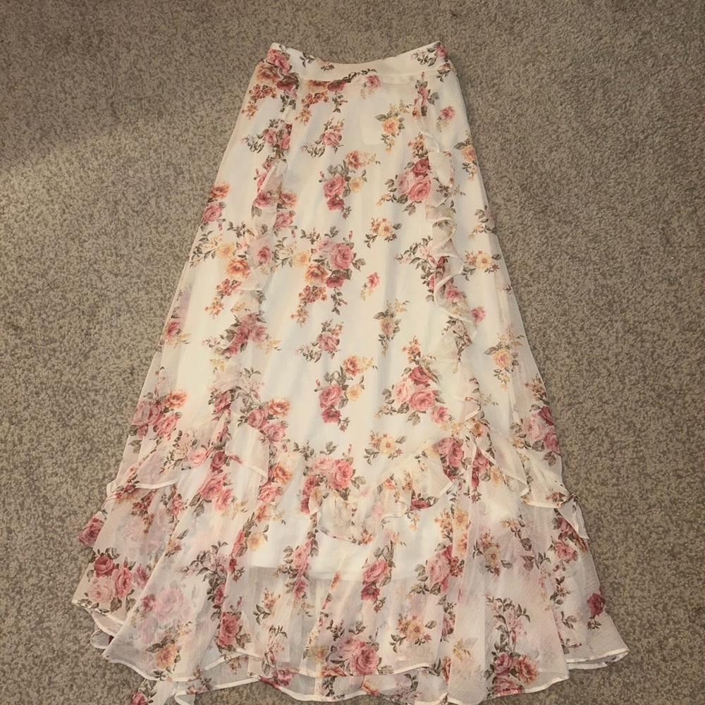 NWT Altar'd State Floral Maxi Skirt - Pink and Cream